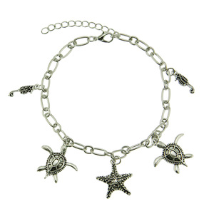 Pulsera de mujer Sea Life, pulsera sencilla con colgante de tortuga y caballito de mar, pulsera pequeña - Product Image 1