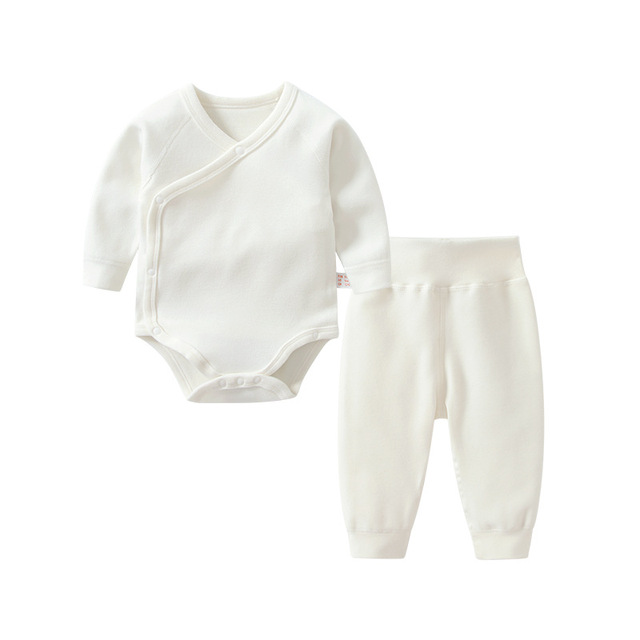 Infant Baby Boy Girl Outfits Newborn Cotton 2Pieces Buttons Long Sleeve Romper Top+Long Pants Baby Sets