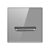 Interruptor de Luz de Pared de Vidrio Templado Universal Blanco Estilo Europeo, 2 Tomas de Corriente de 1 Vía, Resistente al Agua y Duradero
