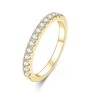 Anillos de media eternidad apilables de moissanita de 2 mm con certificación GRA, color D, VVS1, de cobre con relleno de oro de 14K para mujer, joyería casual y moderna. - Product Image 6