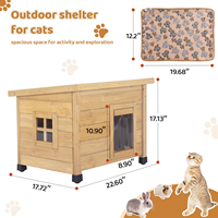 Maison pliable multi-animaux en bois écologique avec toit imperméable, fenêtre en acrylique et patins réglables – Abri pour chats et lapins