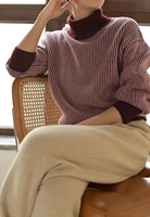 Pull décontracté de luxe pour femmes en cachemire, preppy violet, styliste, chaud, 100%, livraison gratuite