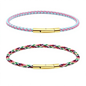 <span class=keywords><strong>Bracelet</strong></span> tressé coloré avec perles dorées 3D et cordon gravé, en acier inoxydable de 3 mm, modèle XD MB267 - Product Image 1