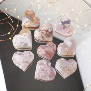 Vente en gros de pierres de cristal énergétiques de guérison, Agate Fleur de Cerisier, Cœur perforé, Artisanat en cristal poli - Product Image 3
