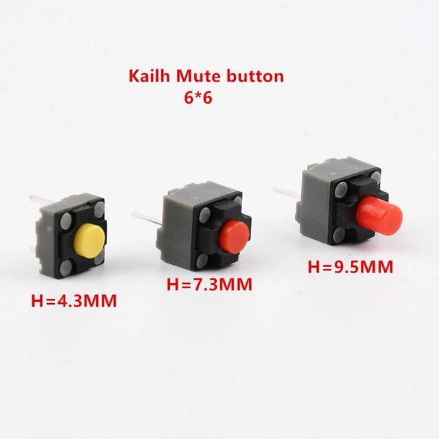New Kailh Mute Button 6*6*4.3/7.3/9.5mm square Silent Tactile Switch Mouse  Switch  6x6xMM 6x6x 6x6x