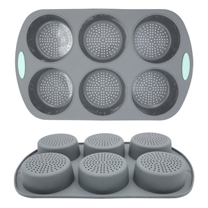 Grand moule à <span class=keywords><strong>pain</strong></span> à hamburger en silicone à 6 cavités, antiadhésif et résistant à la chaleur, compatible lave-vaisselle et four, pour pains faits <span class=keywords><strong>maison</strong></span> - Product Image 1