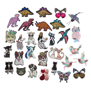 特注ビッグドッグ猫蝶フクロウ鳥恐竜デザインビーズ刺繍スパンコール大型動物パッチ - Product Image 1