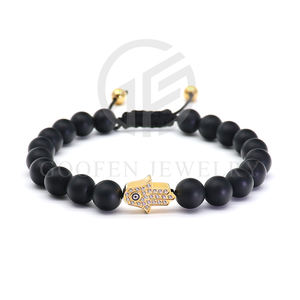Braccialetto di perline di pietra di <span class=keywords><strong>Hamza</strong></span> di vendita caldo braccialetto di perline personalizzato da uomo in pietra preziosa naturale - Product Image 1