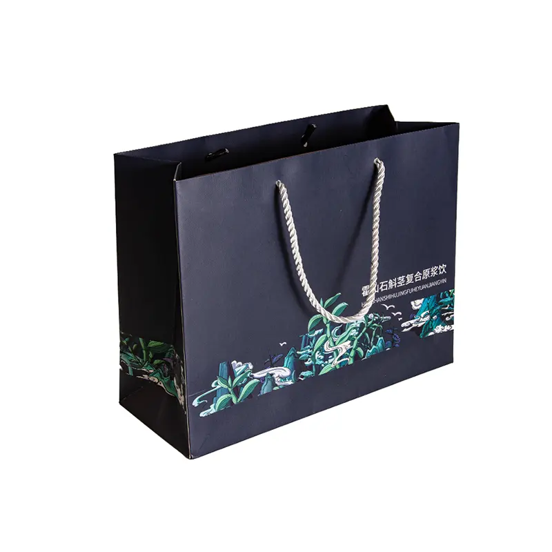 Free Design Custom Logo Matt Black Paper Clothing Packaging Gift Paper Bag Shopping Bag luxury Paper Bags With Handle