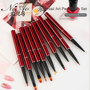 Brosse de manucure de luxe pour décoration d'art d'ongle forme de cheveux plats avec poignée en métal et couvercle d'ongle outils de Gel de virole sertie - Product Image 2