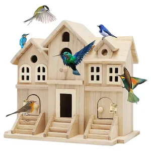 Bluebird Wren Hummingbird Finch Birdhouse For Garden Wooden Bird House With Hanging Tools