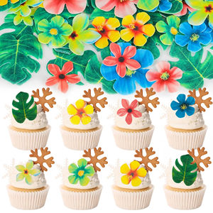 Décorations de gâteau de fleurs en papier comestible Feuilles comestibles Décoration de <span class=keywords><strong>cupcake</strong></span> de gâteau pour la fête d'anniversaire sur le thème de la <span class=keywords><strong>jungle</strong></span> Safari - Product Image 1