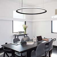 Luminaires suspendus circulaires à LED à émission lumineuse vers l'intérieur, diffuseur de film enroulé linéaire, luminaires suspendus, anneaux lumineux pour projet, bureau, magasin