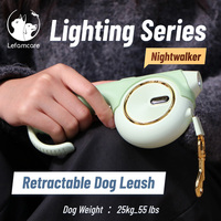 Tali Anjing LED Isi Ulang dengan Nilon Reflektif, Tali Bercahaya 13ft/4m untuk Hewan Peliharaan di Bawah 25kg untuk Jalan Malam
