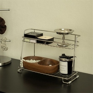 Zinc Alloy Corner Modern Double-layer Cosmetic Countertop Storage Rack <b>Kitchen</b> Bathroom Drain Multi-purpose - Product Image 2