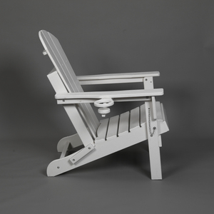 Chaise Adirondack pliable en HDPE avec double porte-gobelets, texture bois composite blanc, chaise d'extérieur - Product Image 4