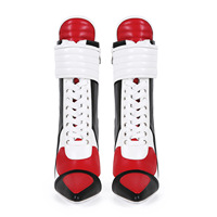 Stivali da donna personalizzati per festival musicali, sexy, in pelle sintetica color block, con lacci, a punta, con tacco a spillo, taglie grandi