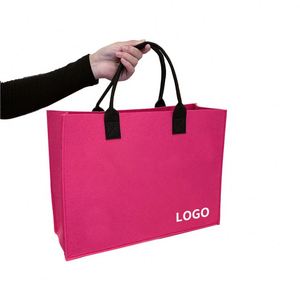 Promotion <b>Pink</b> Stylish Fashionable Portable Pu Handles Felt Two Sizes Tote Bag for Women - Product Image 1