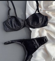 Ensemble de soutien-gorge en satin légèrement doublé pour femmes LUOYI Factory, soutien-gorge sans rembourrage avec armatures, bralette confortable avec ceinture, lingerie sexy, ensemble 3 pièces
