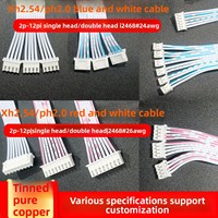 XH254 PH20 Kabel Pita Merah Putih Biru Terminal Blok Kabel Ujung Tunggal Ujung Ganda 2-pin 3-pin 4-pin 5-pin 6-pin 7-pin 8-pin