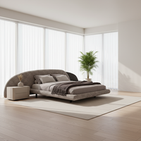 Cadre de lit flottant en cuir au design moderne, taille King, avec éclairage LED intégré, luxe nuage de cils