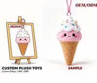Pendentif en peluche doux et mignon en forme de crème glacée à confettis, porte-clés dessin animé en forme de dessert pour accessoire de sac à dos, jouet en peluche personnalisé