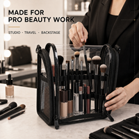 Sac cosmétique transparent personnalisé, organiseur professionnel en PVC pour maquilleurs, Cosmetiquera avec bandoulière amovible