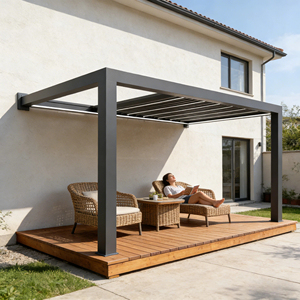 Pergola motorisée rétractable étanche en aluminium pour extérieur Tingmeihaoting 2026, modèle LT001, vente chaude, directement de l'usine - Product Image 1