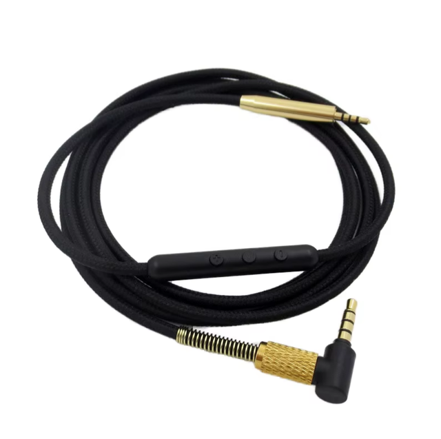 Durable Braided Stereo Audio Cable for AKG Headphones HiFi 24K Gold-Plated Aux Wire Noise-Canceling Microphone Integrated Volume
