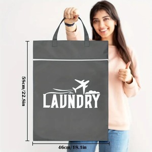 Sac à linge portable et pliable en tissu Oxford, style minimaliste moderne, multi-usages, compact, pour articles ménagers transfrontaliers - Product Image 2