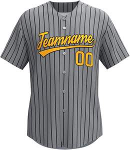 เสื้อเบสบอลธรรมดาไม่มีกระดุมแบบ Stitched_Printed เครื่องแบบกีฬาสำหรับผู้ชายผู้หญิงเยาวชนสีดำและสีแดง - Product Image 4