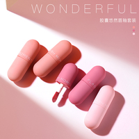 Lipstik Matte Velvet, Set lipstik cair 3 warna tahan lama tahan air