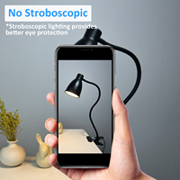 Lampe de bureau LED à clipser, flexible, col de cygne, lampe de lecture alimentée par USB, à intensité variable, pour la protection des yeux, lampe de table pour chambre à coucher, bureau