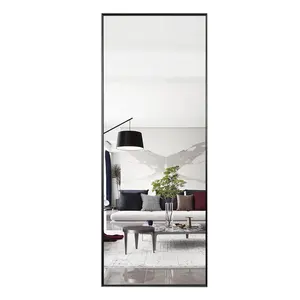 Gaya desain modern yang sangat baik, ukuran besar pencahayaan lantai vertikal bingkai kayu ek, cermin badan penuh, cermin rias