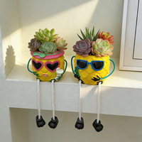Set Boneka Gantung Nanas Tanaman Hijau Simulasi - Vas Meja Art Deco yang Dapat Dipindahkan untuk Ruang Tamu, Kabinet TV, Rak Dinding, Rumah