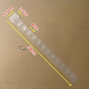 Display Hanging <b>Strips</b> for Supermarkets Made of <b>Plastic</b> PP Transparent Double-sided with 12 Hooks Length 54cm - Product Image 1