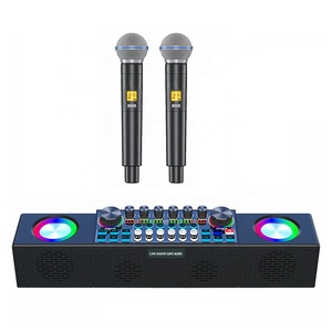 Müzik stüdyosu ekipmanları ev aile KTV stüdyo monitör Karaoke hoparlörü ses kartı ile çift kablosuz mikrofon dinamik mikrofon - Product Image 1