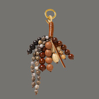 Breloque de sac artistique haut de gamme en perles acryliques rondes tressées à la main, motif fleurs, pour réalisation de vœux