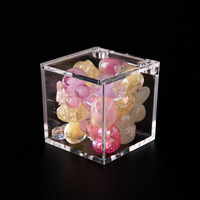 Boîte en plastique acrylique transparente carrée à couvercle rabattable pour bonbons, cadeaux, emballage de cils et conteneur de stockage alimentaire – Vente en gros