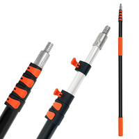 Perche télescopique portable avec mât en aluminium léger pour les tâches de nettoyage domestique, connecteur fileté en métal