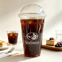 Gobelets jetables en PET transparents de 98 mm et 16 oz avec couvercles en dôme pour café glacé, smoothie, jus, milkshake, gobelets à café en plastique personnalisés