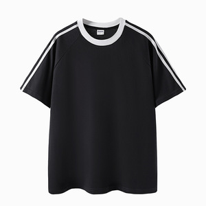 Nueva Llegada, Camisetas Unisex de 220g, 100% Algodón, Diseño de Hombros Caídos, con 3 Rayas, Estilo Casual Retro, Manga Corta - Product Image 2