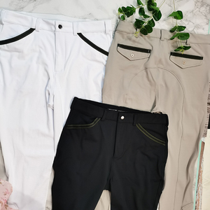 Nuovo colore grigio ginocchio Silicone cavaliere Riders equitazione pantaloni cerniera bottone alto elastico Mens pantaloni equestri abbigliamento - Product Image 5