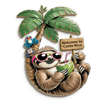Aimant de réfrigérateur en métal Pura Vida Costa Rica, motif paresseux sur la plage tropicale, souvenirs de voyage du Costa Rica