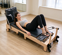 MJD Fitness Factory Grosir Alat Pilates Reformer Lipat dari Kayu Maple Solid, Tempat Latihan Inti Pilates Lipat yang Dapat Disesuaikan