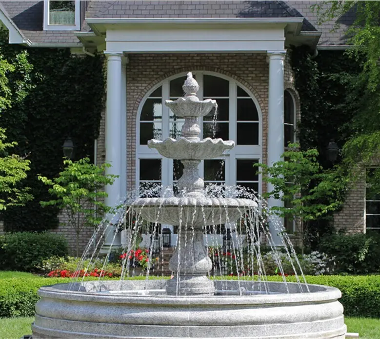 Белый натуральный камень садовые водяные фонтаны идеи 2 яруса Большой Каменный фонтан