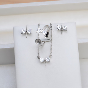 Clous d'oreille en argent S925, boucles d'oreilles pour femmes, 8-9 perles, boucles d'oreilles de style lotus, accessoires de bricolage, ensembles de bijoux semi-finis, plateau vide - Product Image 2