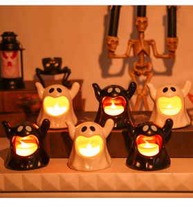 Bougies LED sans flamme noires et blanches, effet fantôme, accessoires décoratifs effrayants pour créer une ambiance festive - Product Image 3