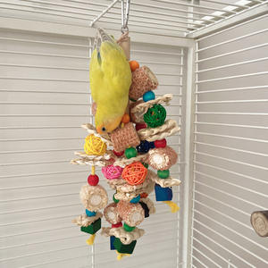 Qbellpet mới chim lớn Đồ chơi con vẹt khối gỗ tự nhiên chim nhai Đồ chơi Vẹt lồng cắn đồ chơi phù hợp với - Product Image 4