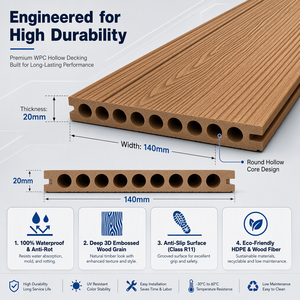 Tarima de WPC con Relieve 3D, Resistente a las Grietas, con Sistema de Bloqueo Doble, Tablón de Madera Compuesta para Exteriores y Piscinas - Product Image 3
